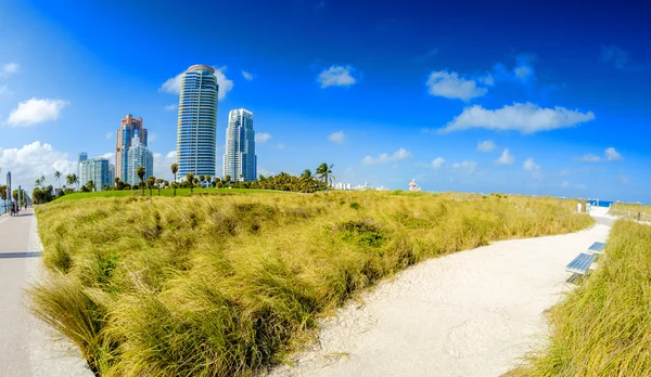 Miami, Florida. Dél-Pointe Park és a gyönyörű óceánparti — Stock Fotó