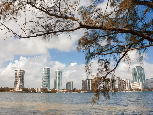 Miami och Biscayne Bay Skyline Panorama — Stockfoto