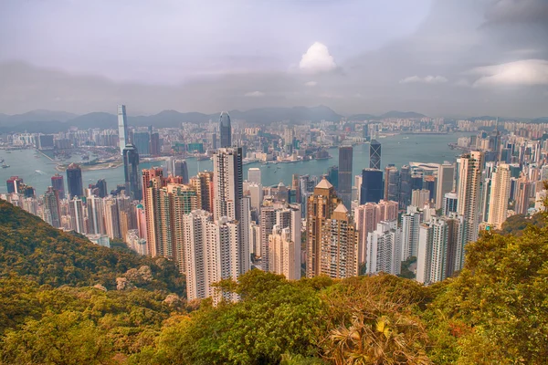 Hong kong dan victoria peak panoramik — Stok fotoğraf