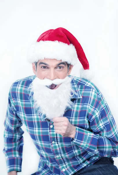 Šťastný muž s kloboukem vánoční — Stock fotografie