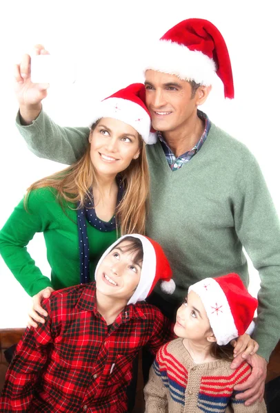 Rodina, takže selfie k Vánocům. — Stock fotografie