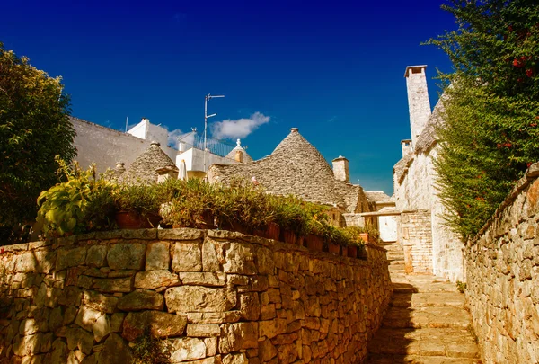 Trulli in town Apulia — Stock Photo, Image