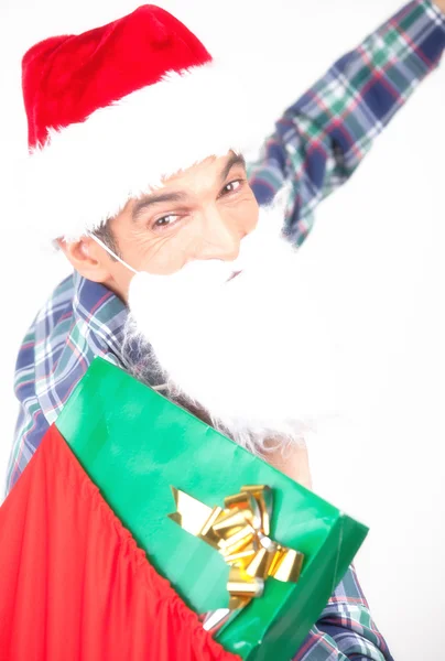 Santa with Christmas colourful gifts — Stock Photo, Image