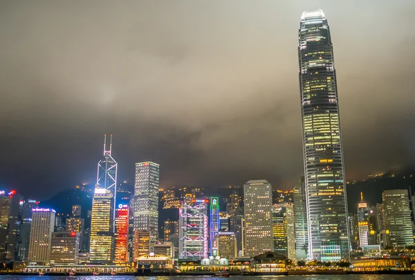 Hong Kong ніч skyline вночі — стокове фото