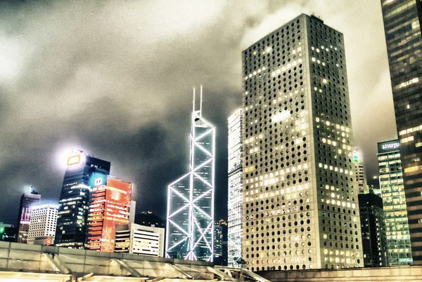 Hong Kong nuit skyline la nuit . — Photo