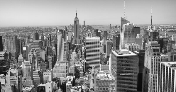 Beautiful aerial view of Manhattan skyscrapers - New York City skyline.