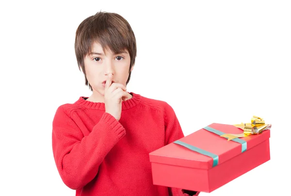 Ragazzo con regalo di Natale — Foto Stock