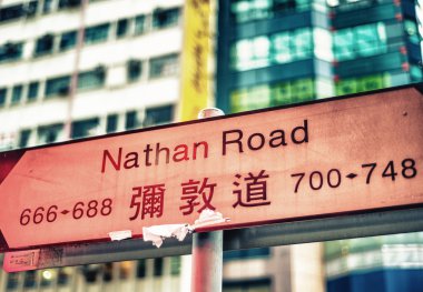 Nathan Road yön işareti altı