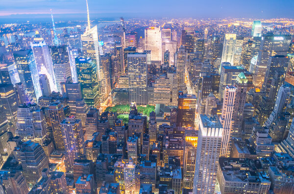 Amazing skyline of Manhattan. New York aerial view.