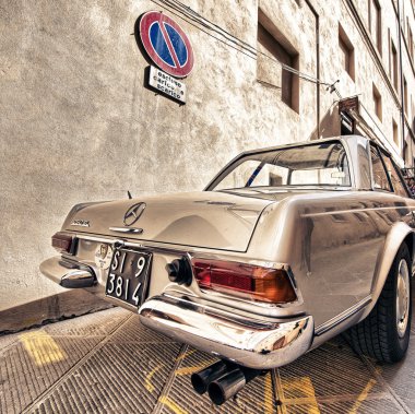 Old Mercedes car  in Siena clipart