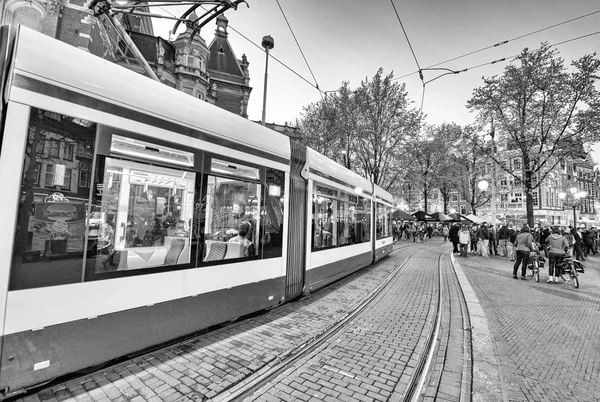 Tram in corsa ad Ansterdam — Foto Stock
