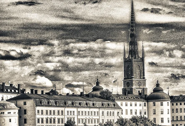Stockholmer Altstadtblick, Gamla stan — Stockfoto