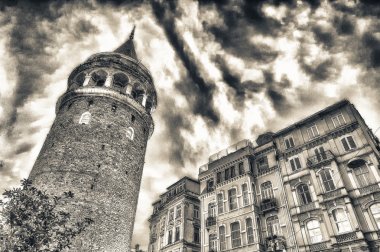 Stunning structure of Galata Tower at dusk clipart