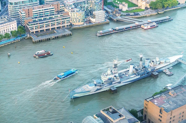 Londra ve Thames Nehri'nin havadan görünümü — Stok fotoğraf