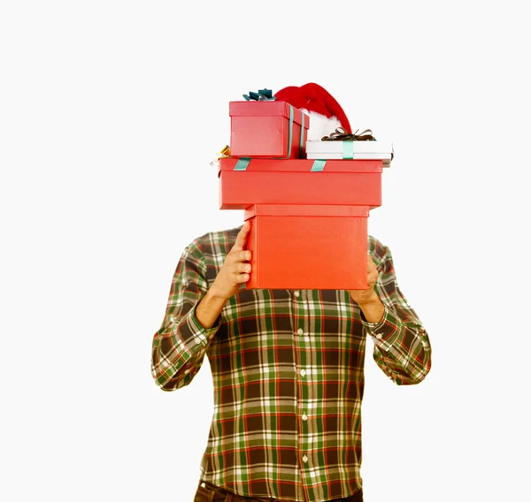 Hombre entregando regalos de Navidad . — Foto de Stock