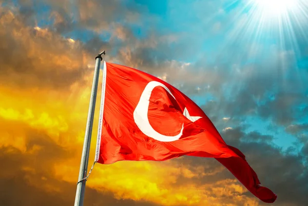 Flag of Turkey in sky — Stock Photo, Image