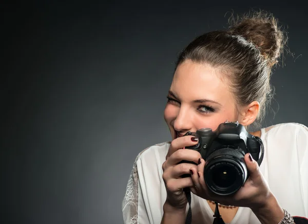 Beautiful girl making a picture — Stock Photo, Image