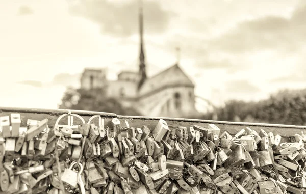 Cadeados de amor na noiva da Pont de l 'Archeveche — Fotografia de Stock