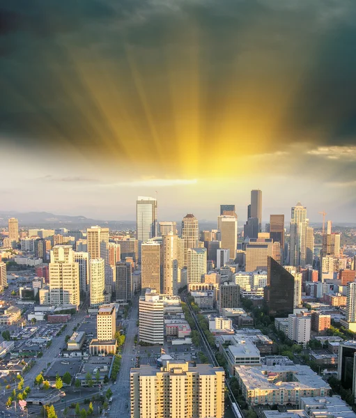 Seattle skyline panorama aereo, Seattle, WA — Foto Stock