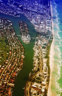 Miami beach havadan görünümü.