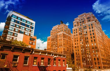 Yüksek hat Park Manhattan binaların görünümü.