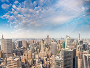 New York'un manhattan midtown hava panorama görünüm