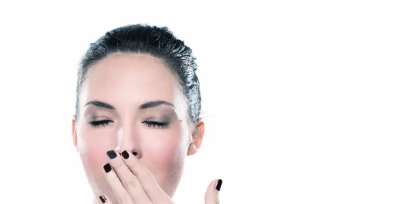 Sleepy young woman yawning — Stock Photo, Image