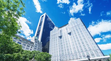 Manhattan gökdelen şehir ağaçları ile