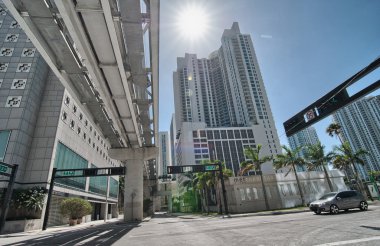 Miami streets and modern buildings clipart