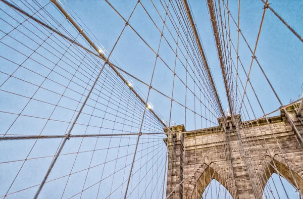 A ponte de Brooklyn ao pôr do sol — Fotografia de Stock