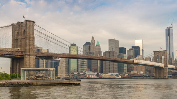New York. Famous landmark of Brooklyn Bridge.