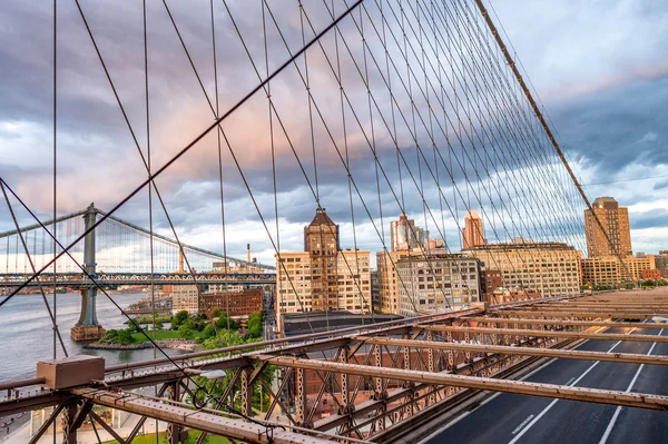 De skyline van de nacht van de New york stad — Stockfoto