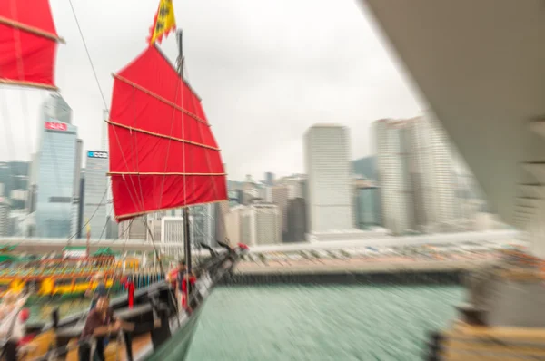 HONG KONG - APRIL 14, 2014: Famous Aqua Luna on a spring day. It — Stock Photo, Image