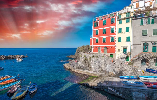 Riomaggiore at sunset — Stock Photo, Image