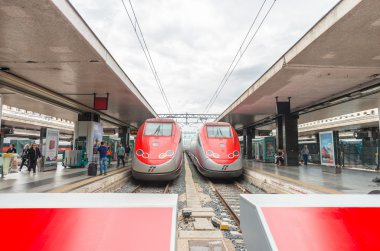 Roma - 16 Haziran 2014: Termini tren istasyonu ve modern fr tren