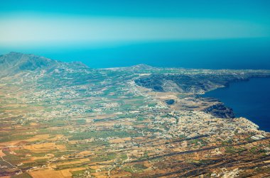 Santorini, Yunanistan. Yaz aylarında hava manzara harika Adası