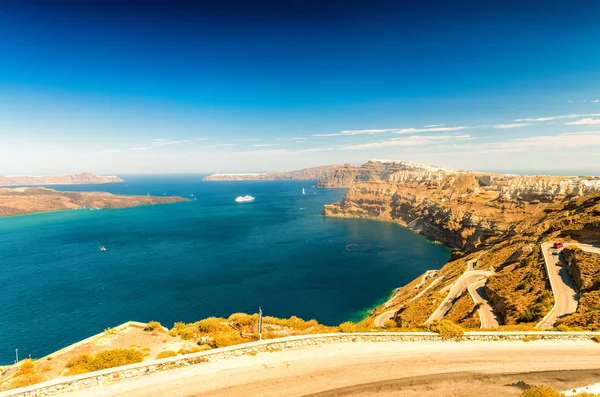 Santorini, Greece. Wonderful island aerial landscape in summer — Stock Photo, Image