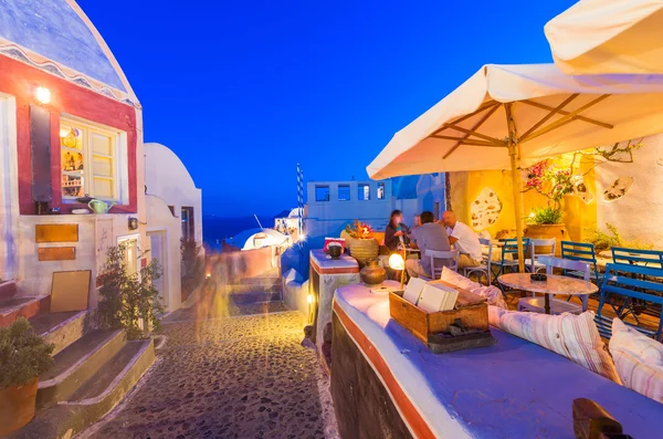 Isola di Santorini di notte, Oia Town, Grecia — Foto Stock