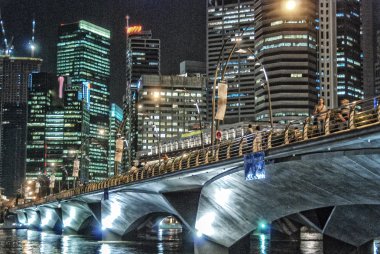 Güzel Singapur gece manzarası