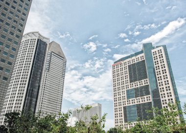 Singapur manzarası bir yaz gününde