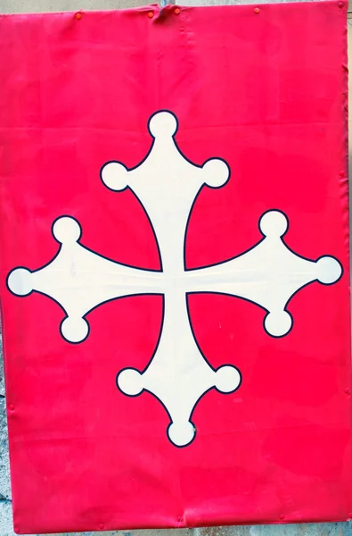 Pisanische Flagge, weißes Kreuz auf rotem Hintergrund Symbol von Pisa, Italien — Stockfoto