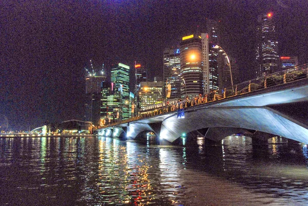 Singapore Nacht Skyline — Stockfoto
