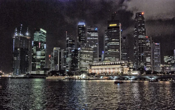 Belle ligne d'horizon nocturne Singapour — Photo