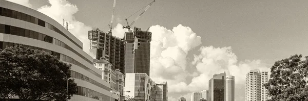 Skyline de Singapur en blanco y negro — Foto de Stock