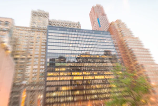 Street view of Manhattan skyscrapers, blurred view of New York C — Stock Photo, Image