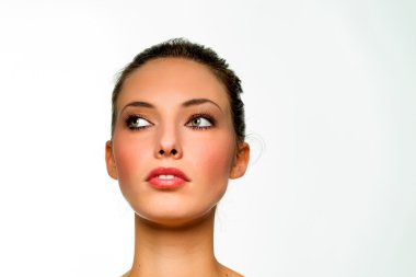 Onun hakkını arayan güzel kadın izole üzerinde beyaz backgrou