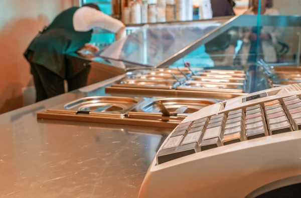 Cash register in a food shop — Stock Photo, Image