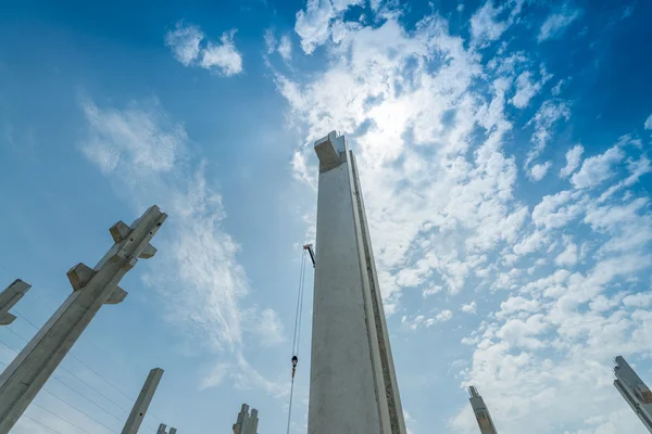 Concrete pillars at construction site — Stock Photo, Image