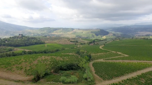 Panorama de vinhas e colinas da Toscana — Fotografia de Stock