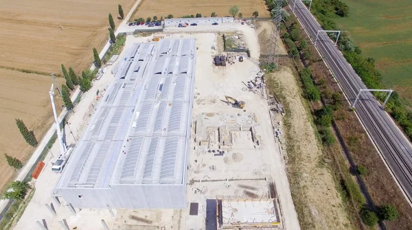 Sitio de construcción del edificio, vista aérea — Foto de Stock